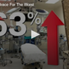 hospital room with the number 63 percent and an arrow pointing upward
