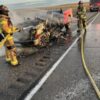 Pickup truck catches fire along I-82, no injuries reported